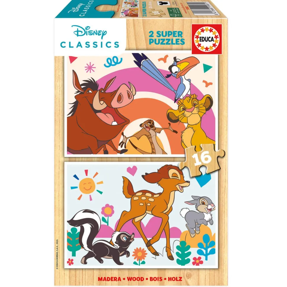 Puzzle 2 x 16 pièces : Animaux Disney - Educa