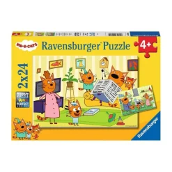 Puzzle 2 x 24 pièces : a la maison avec les Kid-e-cats - Ravensburger