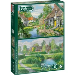 Puzzle 2 x 500 pièces : Cottages au bord de la rivière - Falcon de luxe