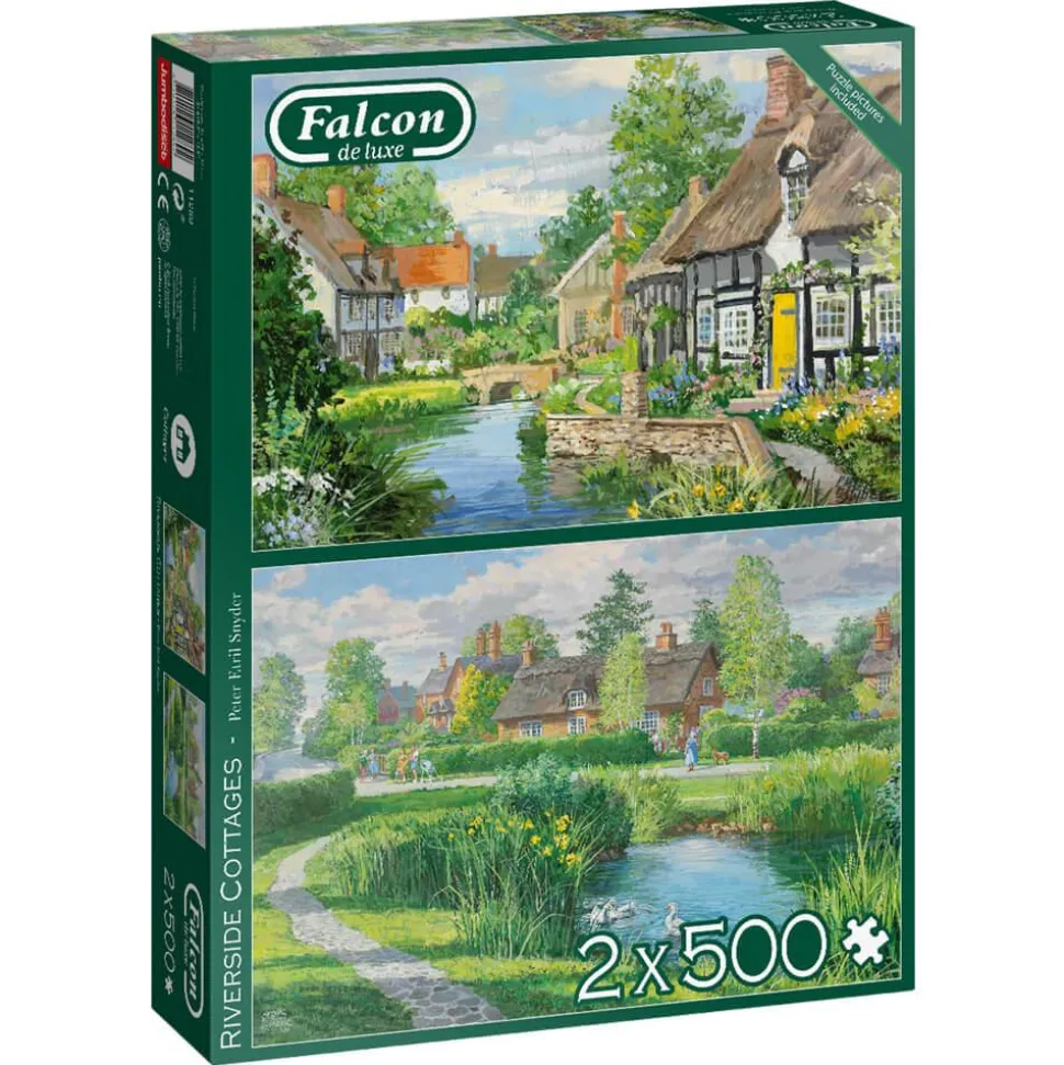 Puzzle 2 x 500 pièces : Cottages au bord de la rivière - Falcon de luxe