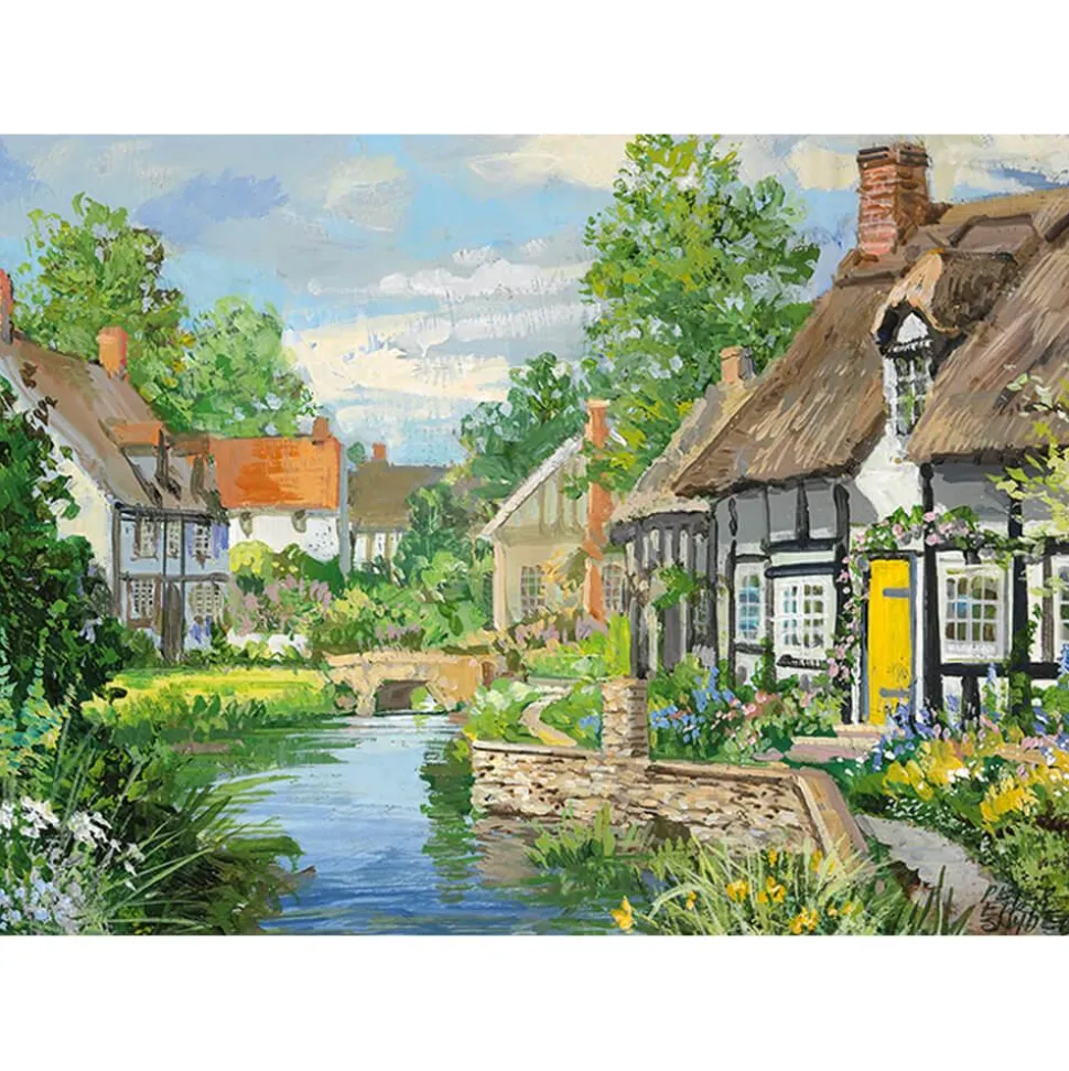 Puzzle 2 x 500 pièces : Cottages au bord de la rivière - Falcon de luxe