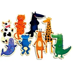 Puzzle 8 x 3 pièces en bois - Crazy animaux - Djeco