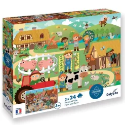 Puzzle 2 x 24 pièces : Ferme et Ville - Sentosphère