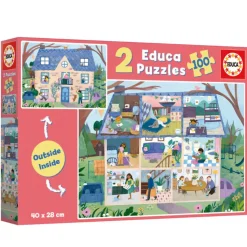 Puzzle 2 x 100 pièces : Interieur de Maison - Educa