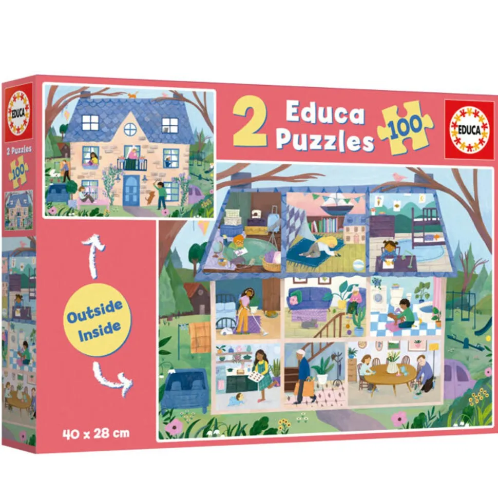 Puzzle 2 x 100 pièces : Interieur de Maison - Educa