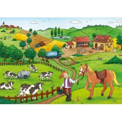 Puzzle 2 x 12 pièces : Le travail à la ferme - Ravensburger