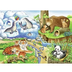 Puzzle 2 x 12 pièces : Les animaux du zoo - Ravensburger