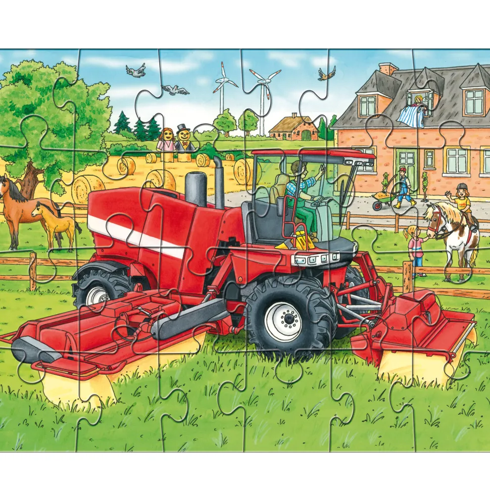 Puzzle 3 x 24 pièces : Tracteur & Cie - Haba