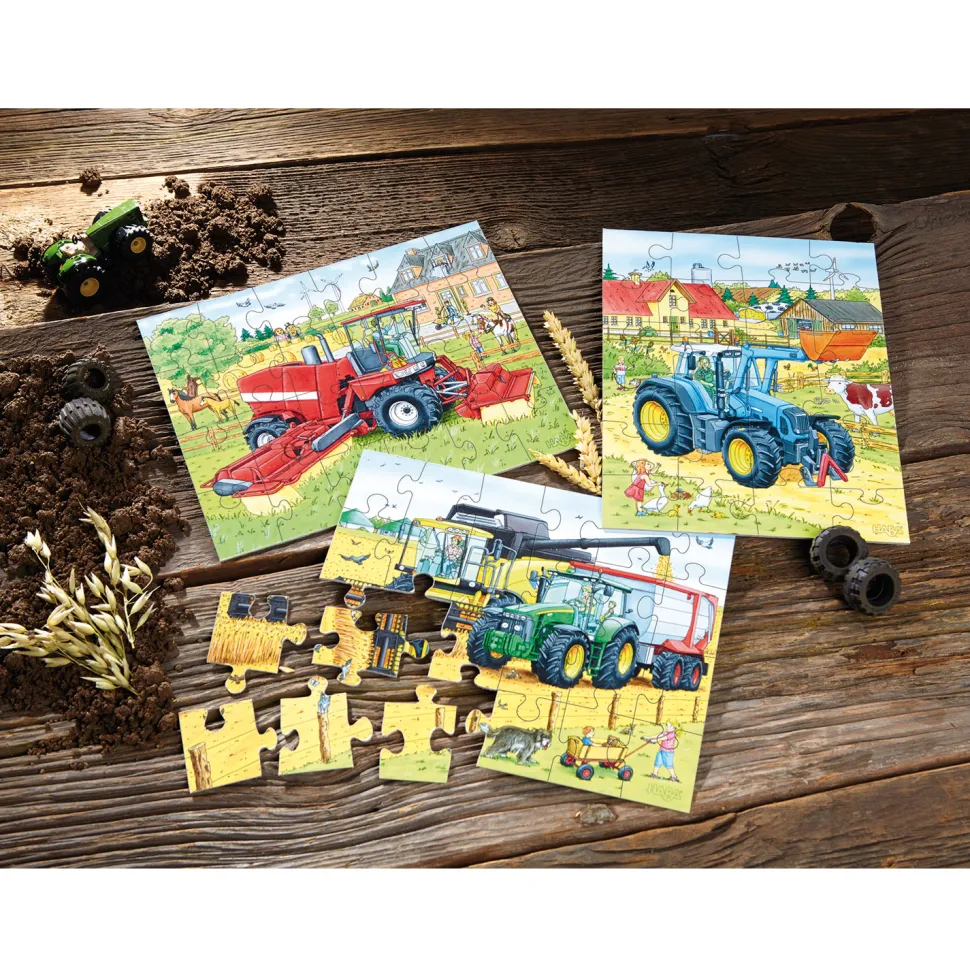 Puzzle 3 x 24 pièces : Tracteur & Cie - Haba