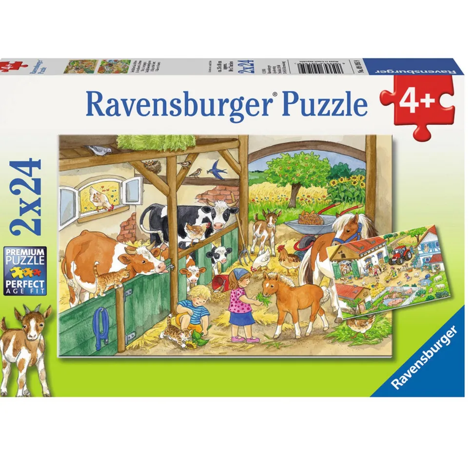 Puzzle 2 x 24 pièces : Une journée à la ferme - Ravensburger