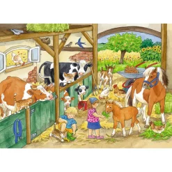 Puzzle 2 x 24 pièces : Une journée à la ferme - Ravensburger