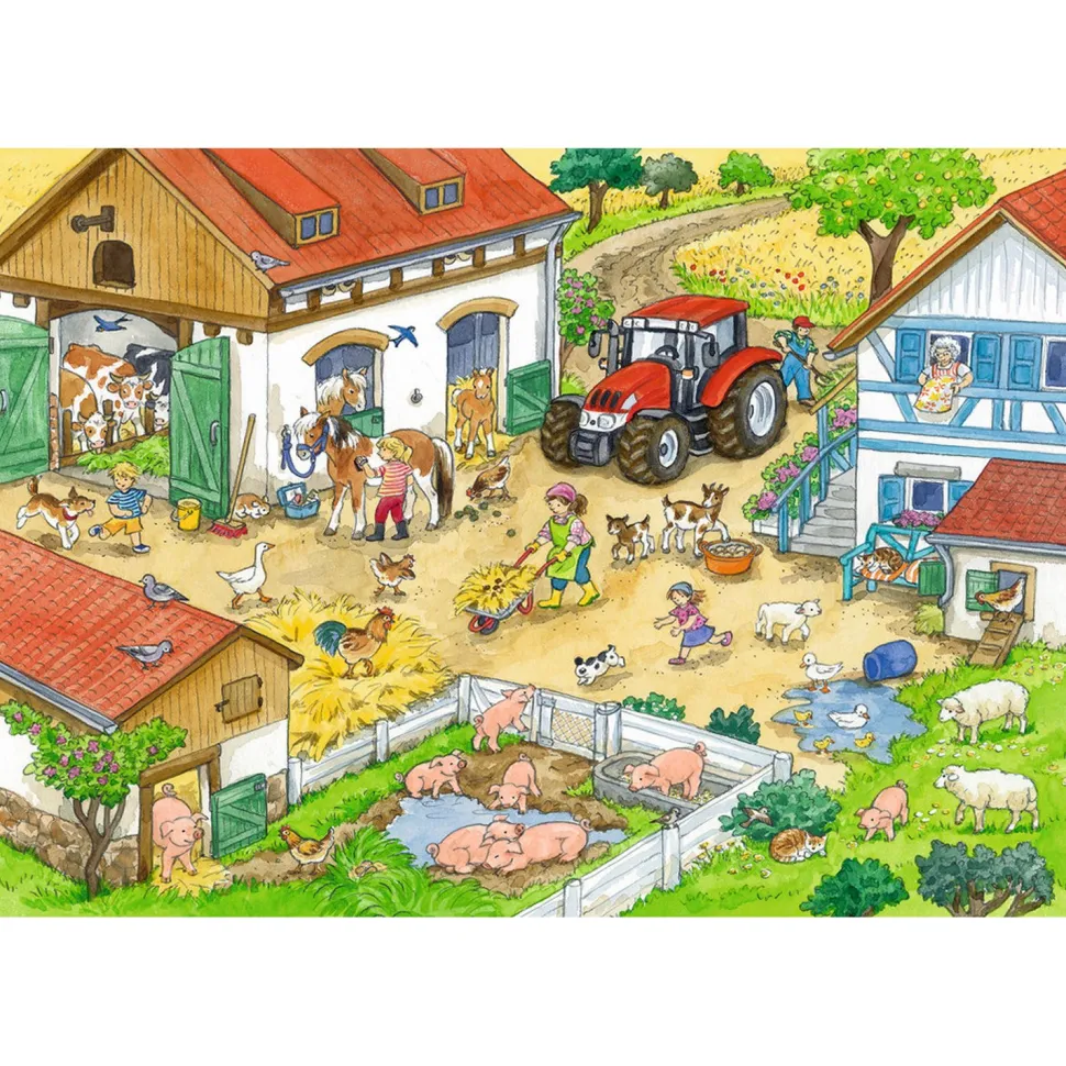 Puzzle 2 x 24 pièces : Une journée à la ferme - Ravensburger