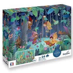 Puzzle 2 x 24 pièces avec Poster : Elfes et Fées - Sentosphère