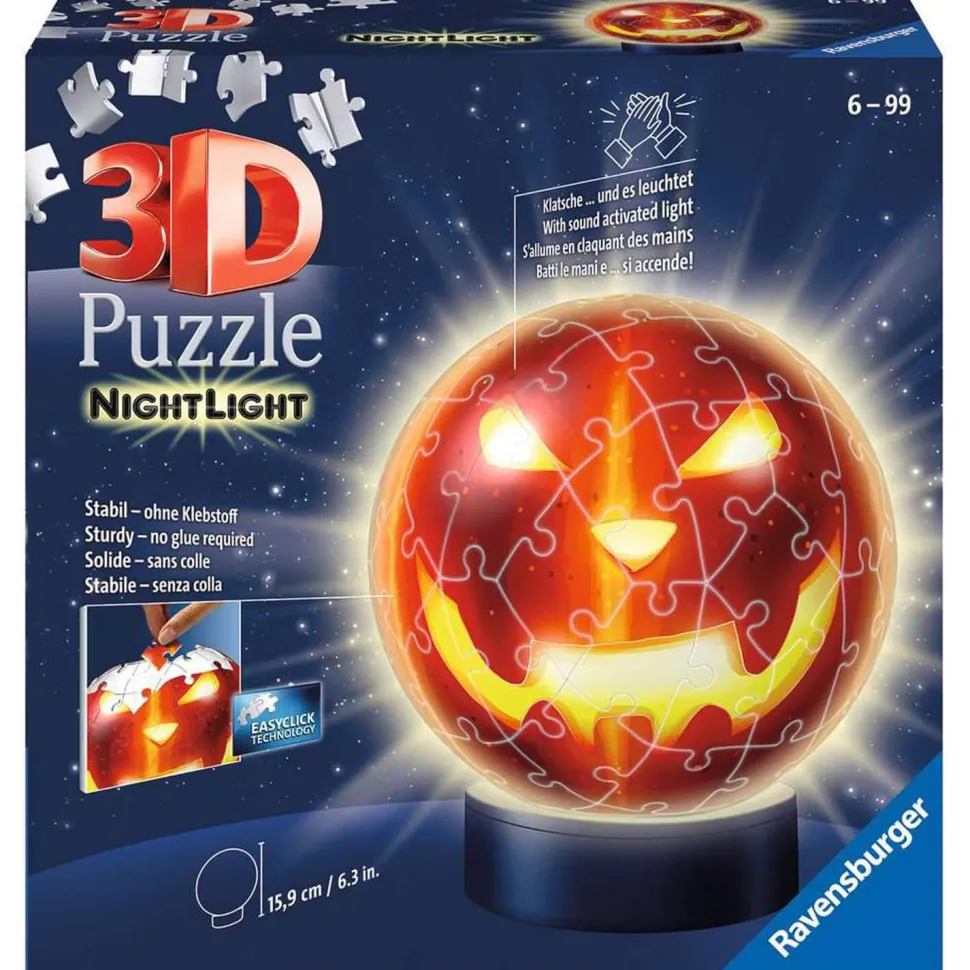 Puzzle Ball 3D 72 pièces illuminé : Citrouille d'Halloween - Ravensburger