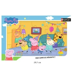 Puzzle cadre 15 pièces : l'anniversaire de Peppa Pig - Nathan