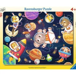 Puzzle cadre 40 pièces : Les animaux dans l'espace - Ravensburger