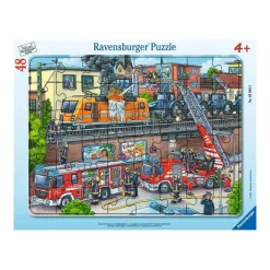 Puzzle cadre 48 pièces : les pompiers sur la voie ferrée - Ravensburger
