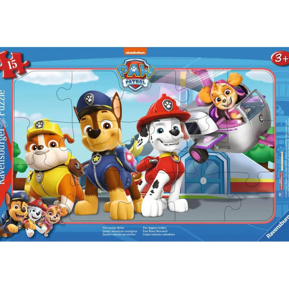 Puzzle cadre 15 pièces : Pat'Patrouille : Quatre sauveteurs courageux - Ravensburger