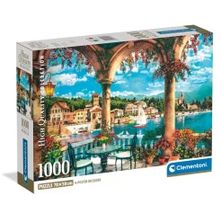 Puzzle Compact 1000 pièces : Balcon avec vue sur le lac de Côme - Clementoni