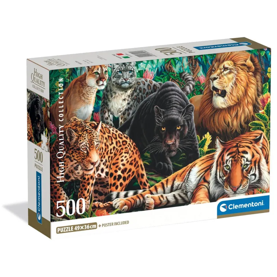 Puzzle Compact 500 pièces : Les Chats Sauvages - Clementoni