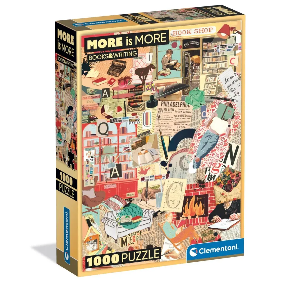 Puzzle Compact 1000 pièces : Plus c'est plus : Livres et écriture - Clementoni
