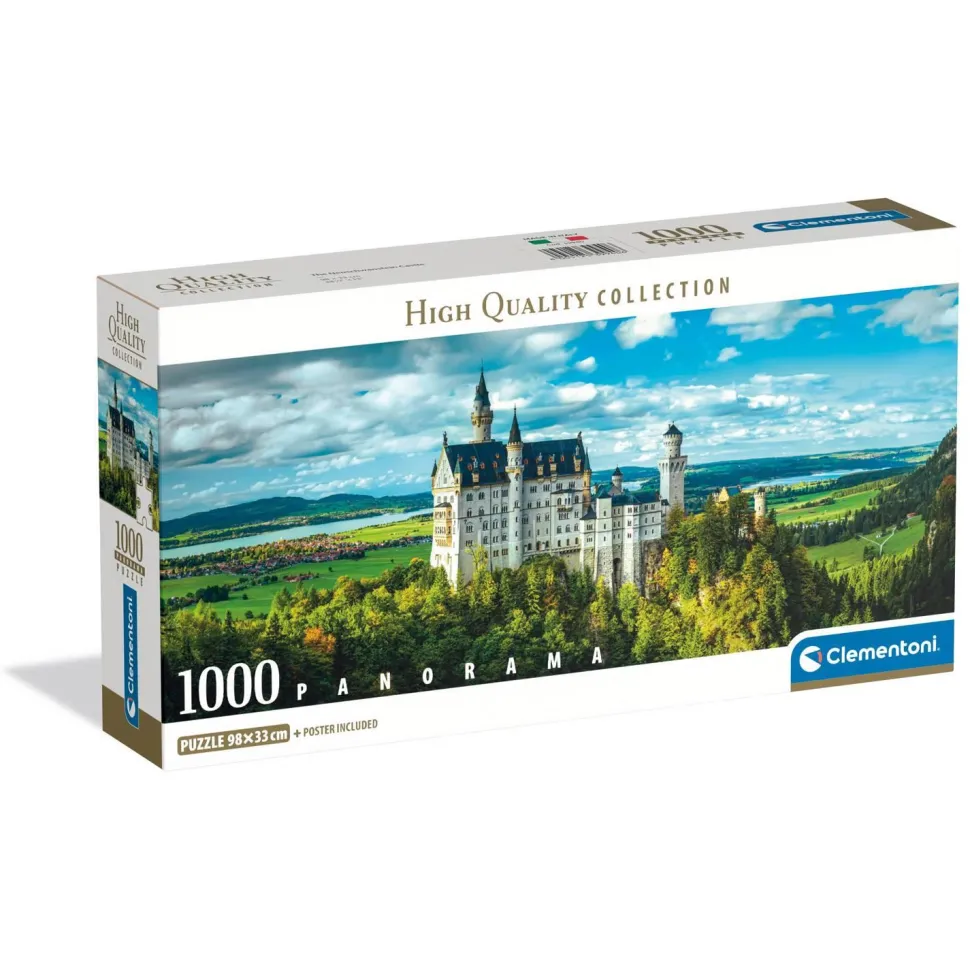 Puzzle Compact 1000 pièces Panorama : Neuschwanstein - Clementoni