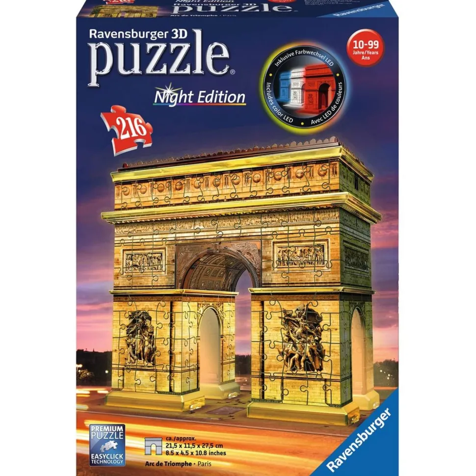 Puzzle 3D 216 pièces : Arc de Triomphe Illuminé - Ravensburger