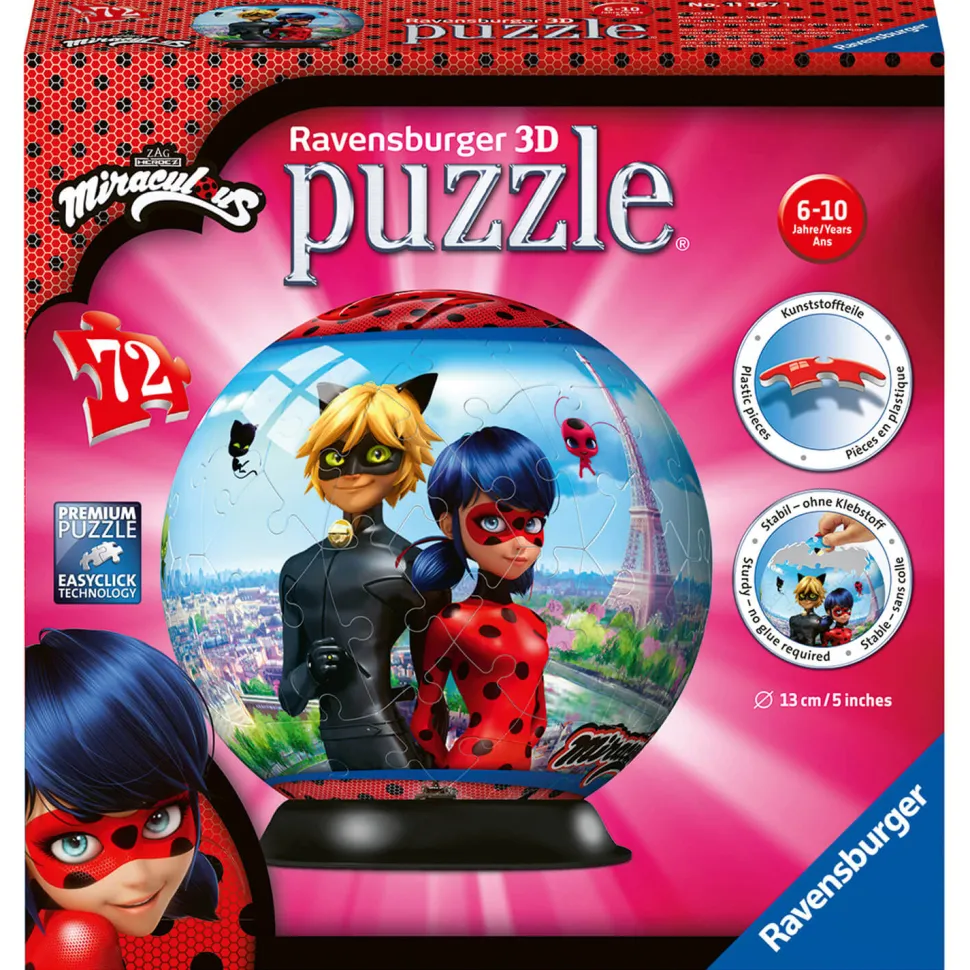 Puzzle 3D 72 Pièces : Puzzle Ball - Miraculous - Ravensburger