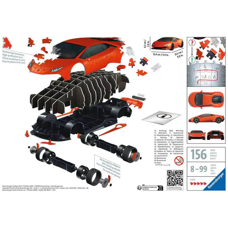 Puzzle 3D 108 pièces Lamborghini Huracán EVO (avec grille) - Ravensburger