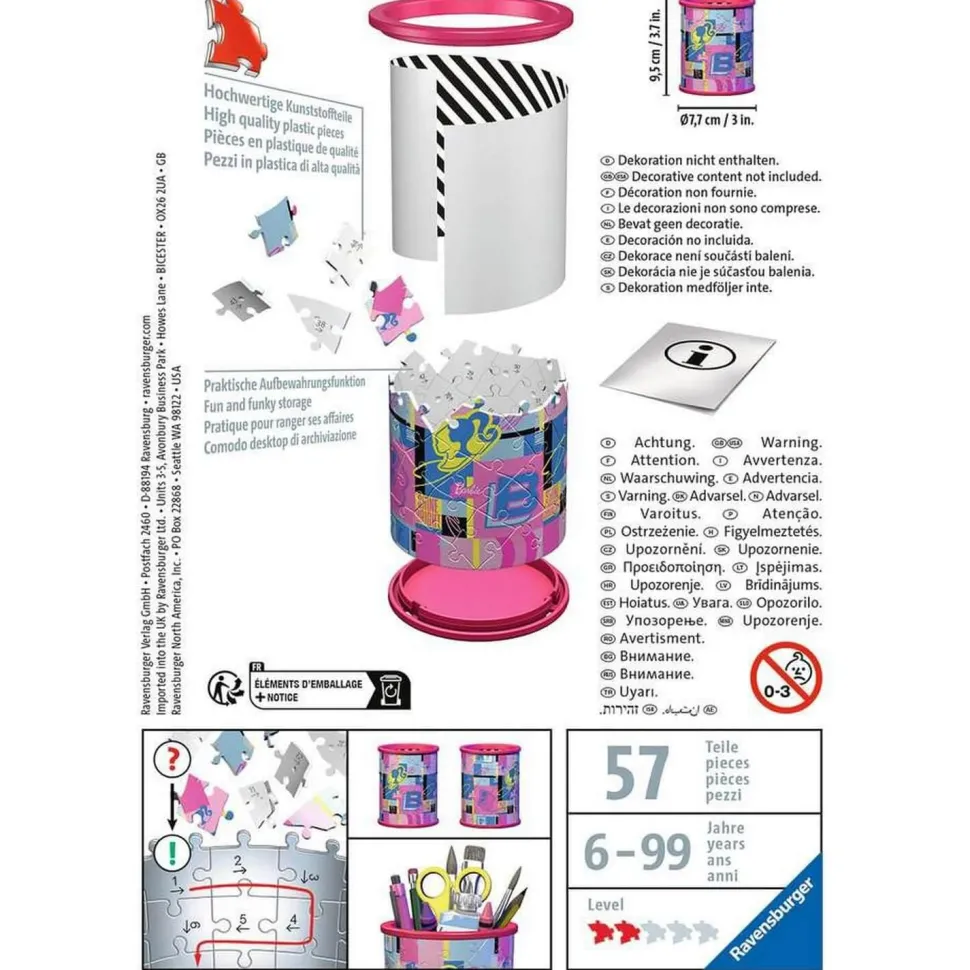 Puzzle 3D Pot à crayons 54 pièces : Barbie - Ravensburger