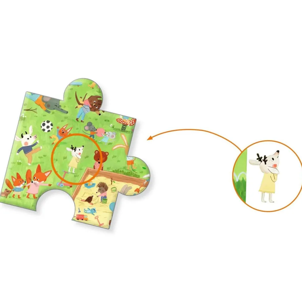 Puzzle d'Observation 35 Pièces : Le square des petits amis - Djeco