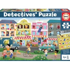 Puzzle d'observation 50 pièces : Détective puzzle : En Ville - Educa