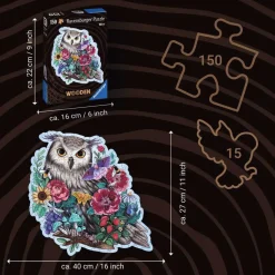 Puzzle en bois 150 pièces : Forme : Hibou floral - Ravensburger