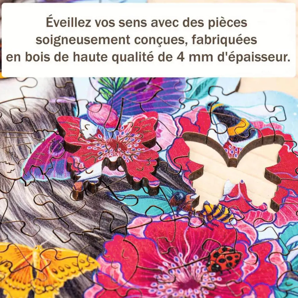 Puzzle en bois 150 pièces : Forme : Hibou floral - Ravensburger