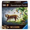 Puzzle en bois 500 pièces : Tigre de la jungle - Ravensburger