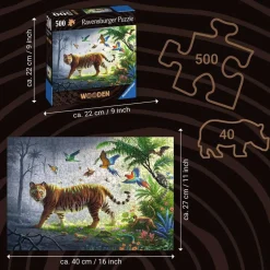 Puzzle en bois 500 pièces : Tigre de la jungle - Ravensburger