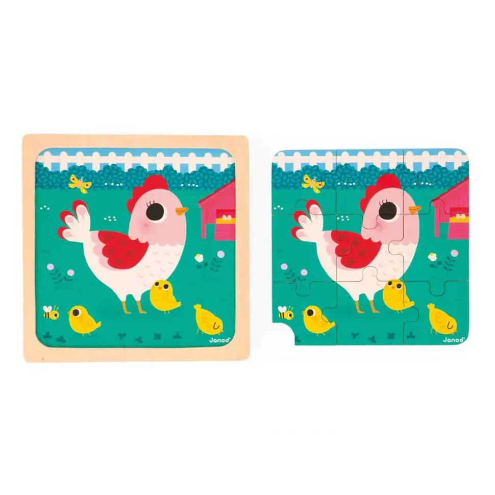 Puzzle en bois : Poulette Henriette - 9 pièces - Janod