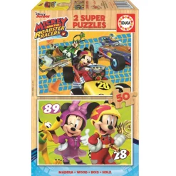 Puzzle en bois 2 x 50 pièces : Mickey et ses amis : Top départ - Educa