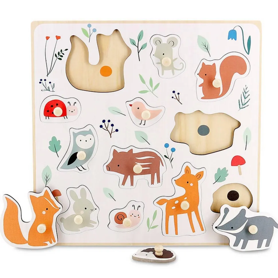 Puzzle Encastrement en bois 12 pièces : les animaux de la forêt - Sarah Betz - Vilac