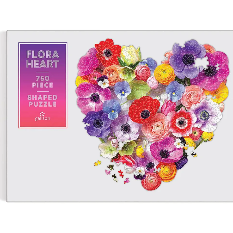 Puzzle forme 750 pièces : Cœur de fleurs - Galison