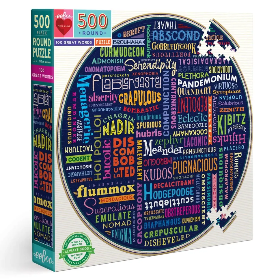 Puzzle rond 500 pièces : 100 grands mots - Eeboo