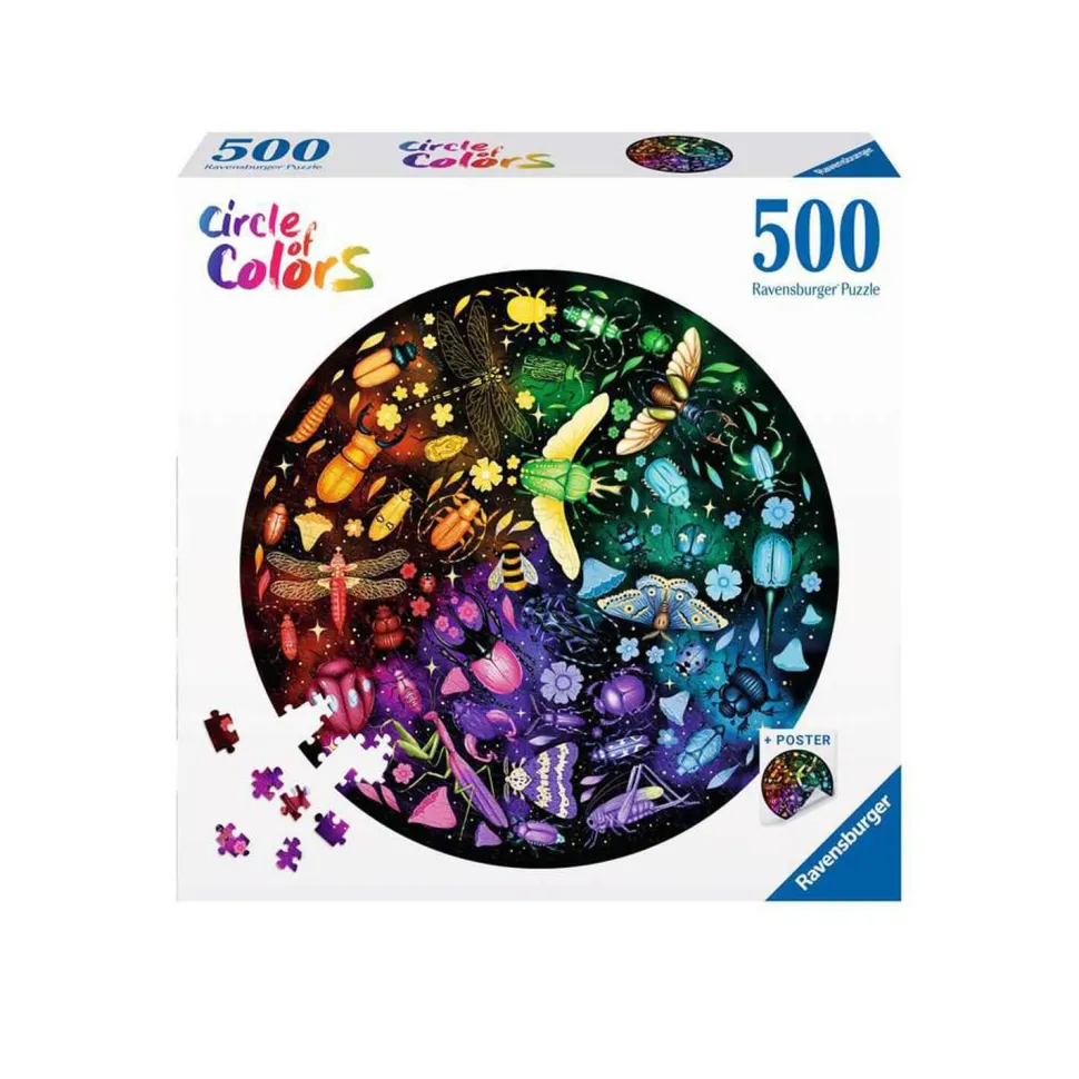 Puzzle rond 500 pièces : Insectes (Circle of Colors) - Ravensburger
