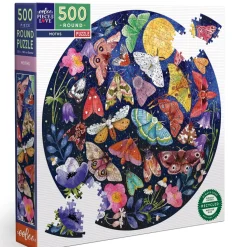 Puzzle rond 500 pièces : Papillons de nuit - Eeboo