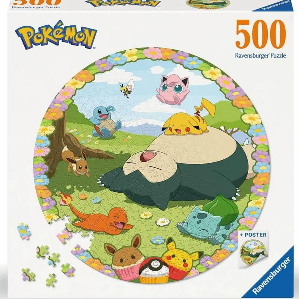 Puzzle rond 500 pièces - Pokémon en fleurs - Ravensburger