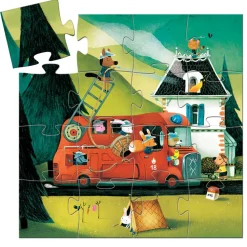Puzzle Silhouette 16 pièces : Le camion de pompier - Djeco