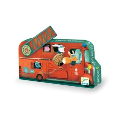 Puzzle Silhouette 16 pièces : Le camion de pompier - Djeco