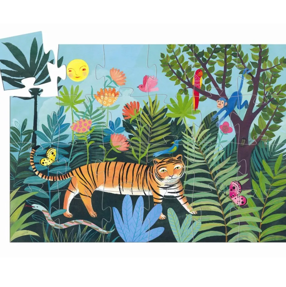 Puzzle Silhouette 24 pièces : La balade du tigre - Djeco
