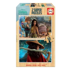 PUZZLE 2x50 PIECES EN BOIS : RAYA ET LE DERNIER DRAGON - Educa