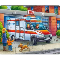 Puzzles 12 à 18 pièces : 3 puzzles véhicules d'intervention - Haba