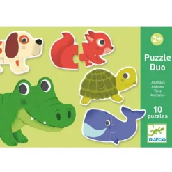 Puzzles 10 x 2 pièces : Duo Animaux - Djeco